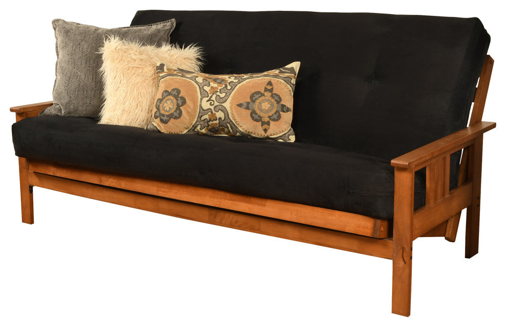 Caleb Frame Futon With Barbados Finish, Suede Black