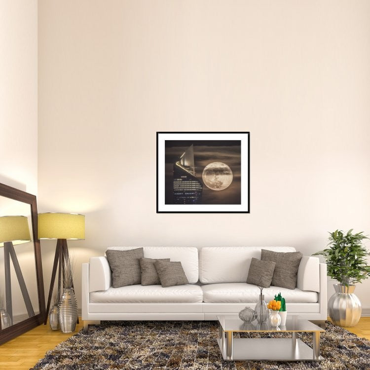 "Handling The Supermoon" Framed Digital Print by Faisal Alnomas, 44x38"