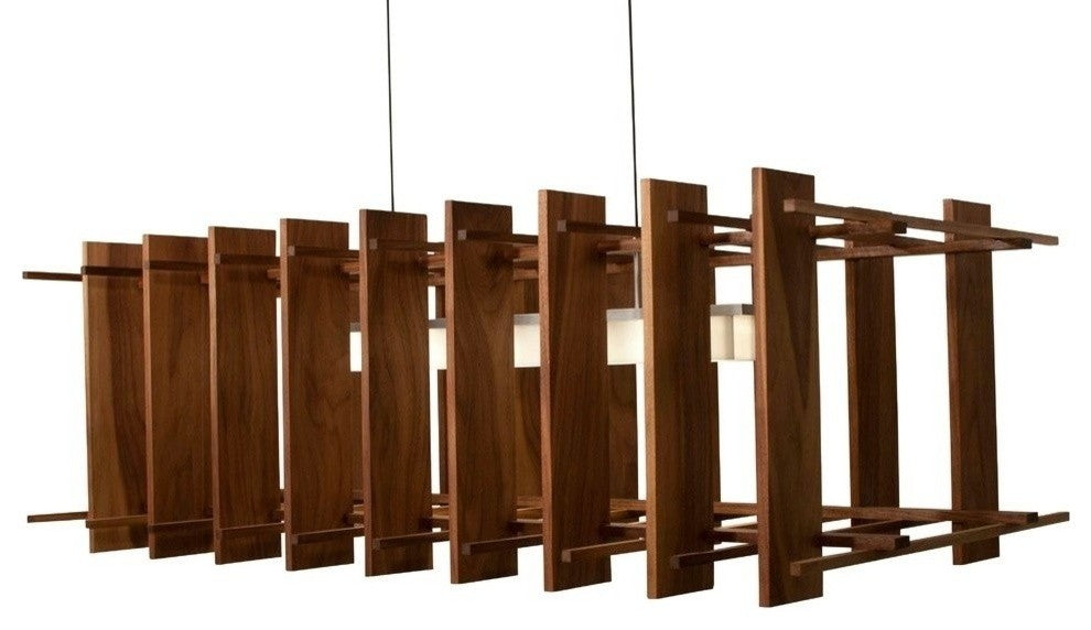 Arca - LED Linear Pendant, Wood: Dark Stained Walnut, Black Anodized Aluminum