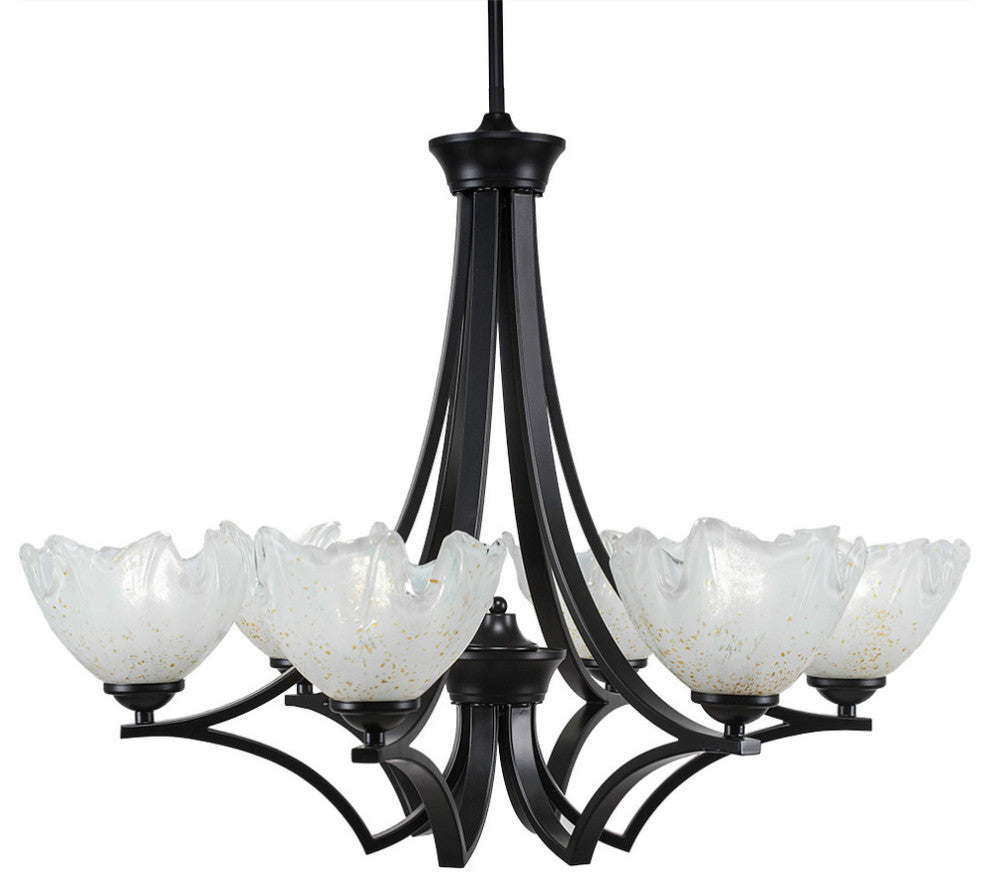 Chandeliers, 7" Gold Ice Glass