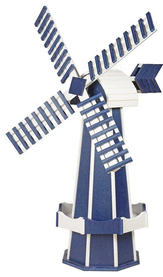 Poly Windmill, Patriot Blue Working Dutch Garden Weather Vane, Amish, 41"