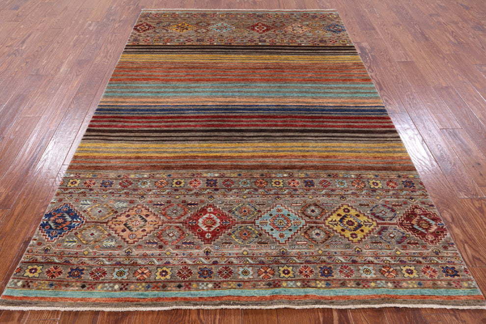 Hand-Knotted Super Kazak Khorjin Rug 5' 9" X 8' 6" Q7405