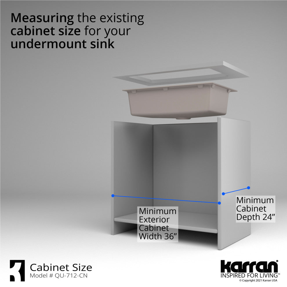 Karran Undermount Quartz Composite 32" Single Bowl Kitchen Sink, Concrete