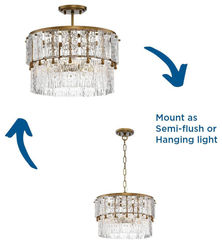 Chevall Collection 3-Light Modern Organic Pendant, Gold Ombre