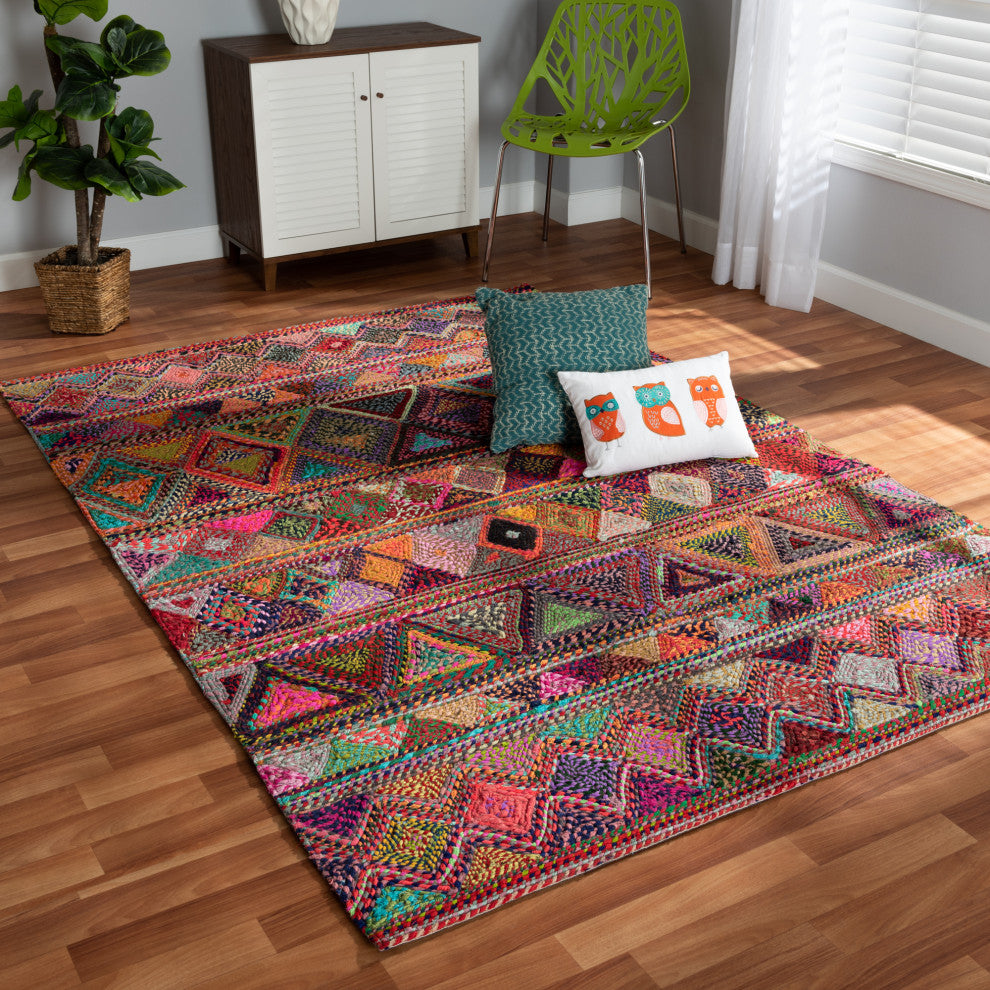 Bagleys Modern Multi-Colored Handwoven Fabric Area Rug