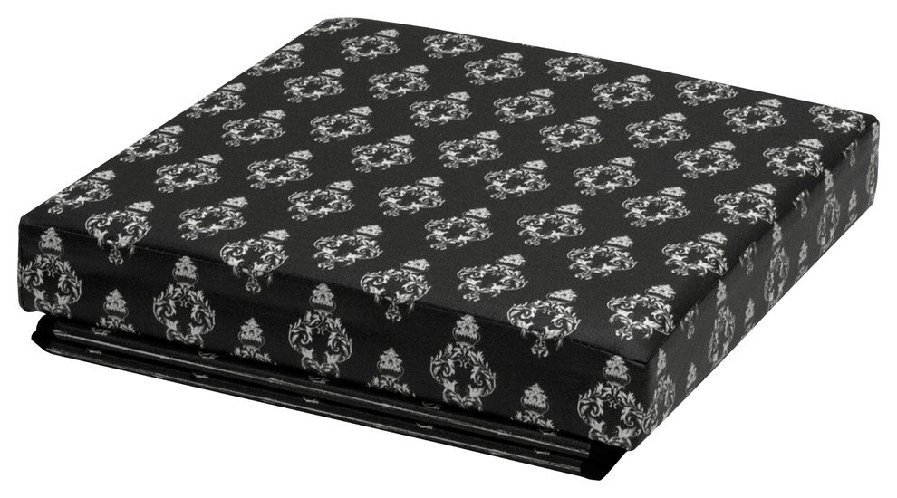 Black Damask Storage Ottoman