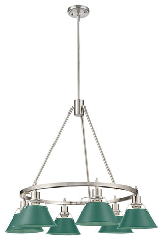 Golden Lighting 3306-6 PW Orwell 6 Light 29"W Chandelier - Pewter / Pine Green