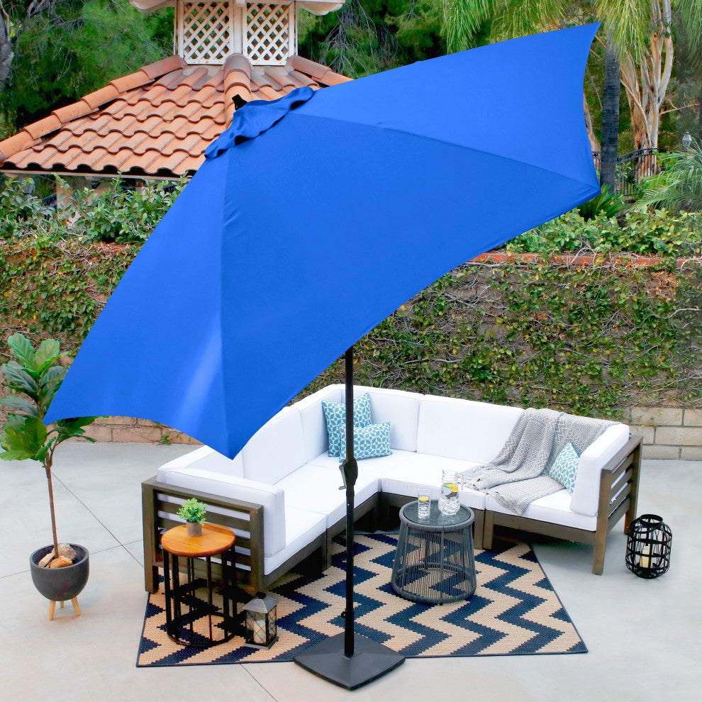 Astella 11' Round Table Patio Umbrella, Auto Crank Lift, Polyester, Pacific Blue
