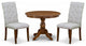 3 Pc Dining Set, Acacia Walnut Small Table, 2 Grey Chairs, Acacia Walnut Finish