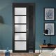 French Pocket Door 42 x 80 Frosted Glass, Quadro 4002 Matte Black