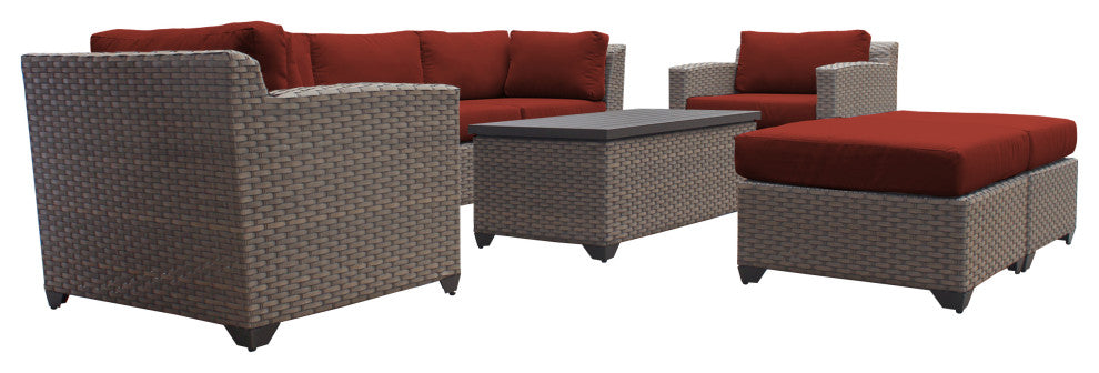 Florence 8 Piece Outdoor Wicker Patio Furniture Set 08c, Terracotta