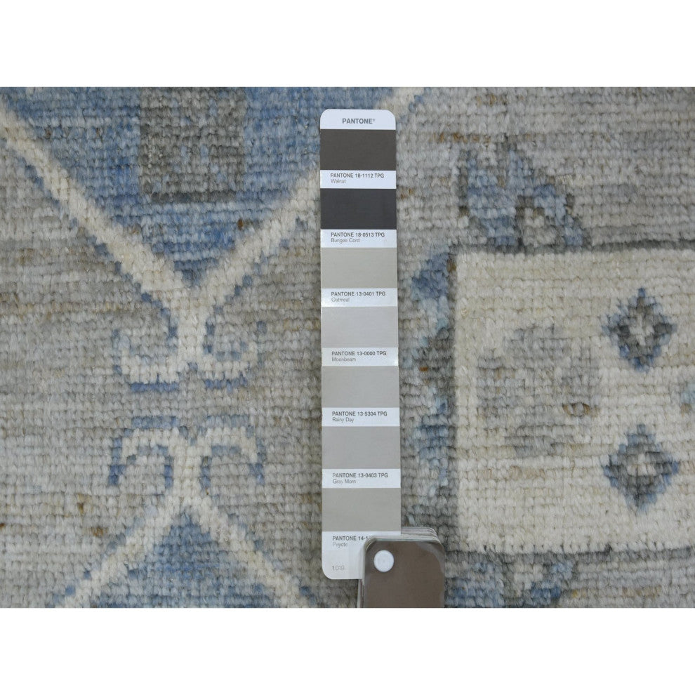 Gray, Anatolian Design, Supple Wool Hand Knotted Oriental Rug, 6'2"x8'7"