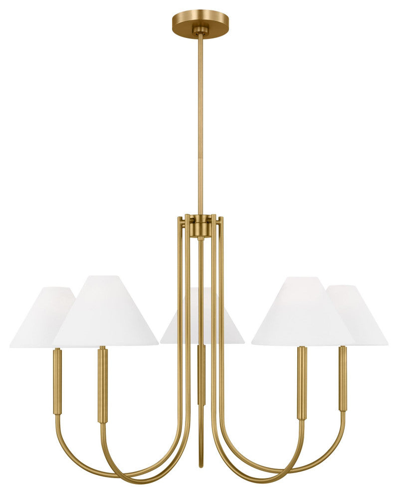Porteau 6-Light Indoor Large Chandelier, Satin Brass Gold