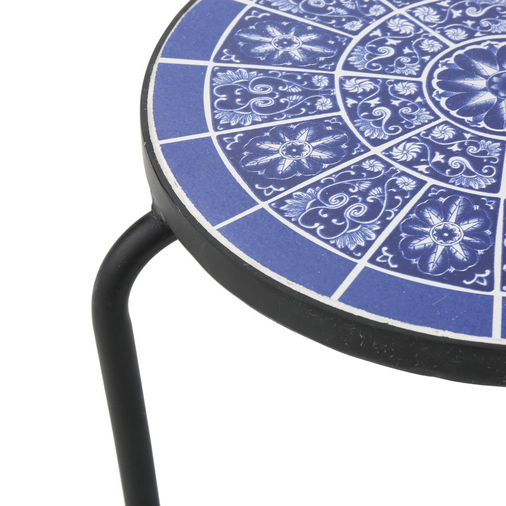 GDF Studio Soleil 10 Inch Outdoor Ceramic Top Plant Stand