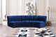 Infinity Channel Tufted Velvet Modular Chair, Navy, 3 Piece