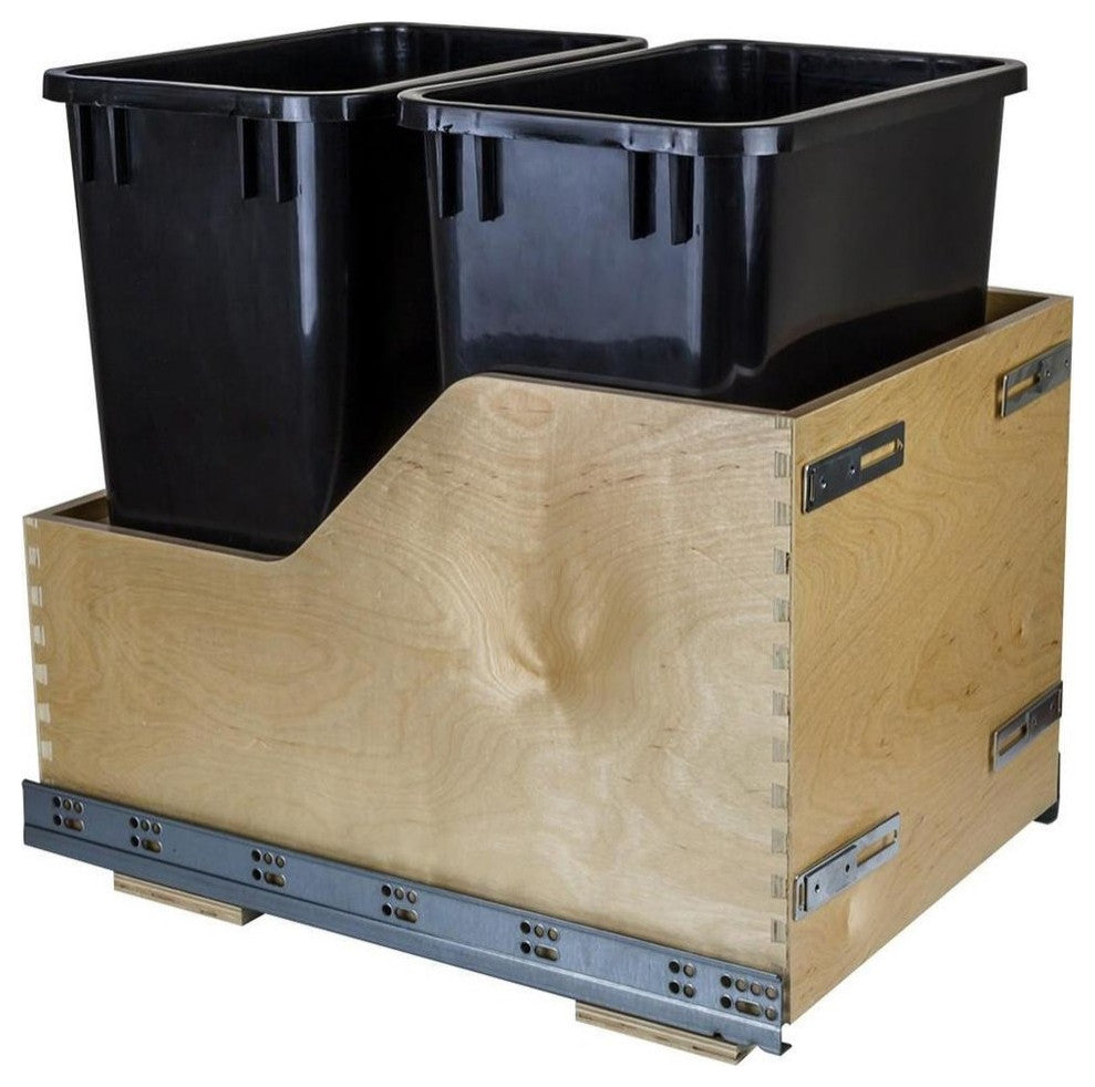 Preassembled 35 Quart Double Pullout Waste Container System