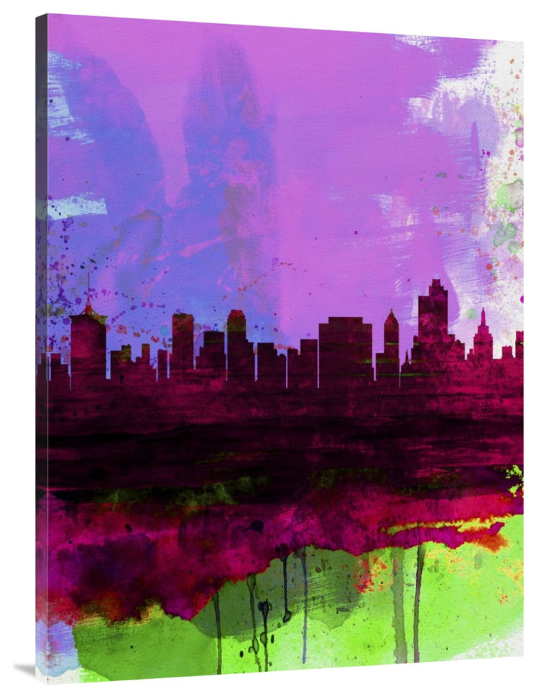 "Tulsa Watercolor Skyline 2" Fine Art Print