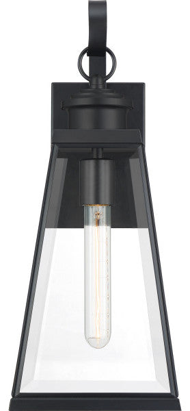 Quoizel PAX8407MBK One Light Outdoor Wall Lantern, Matte Black Finish