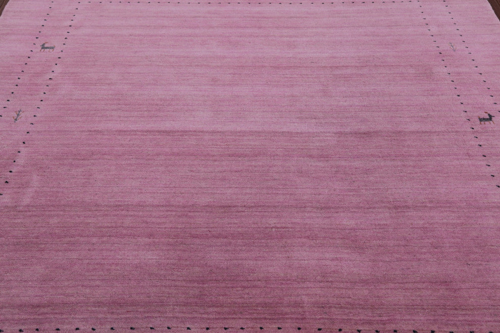 6' Square Hand Knotted Persian Gabbeh Wool Rug - Q15308
