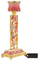 Matashi Shabbat Candlestick Holder (2-Piece Set) Hand-Painted,  Pewter (Red)