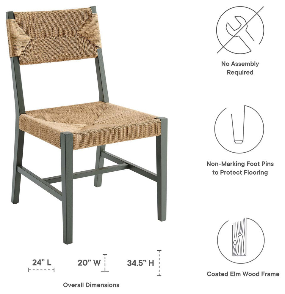 Side Dining Chair, Gray Natural, Wood, Modern, Cafe Bistro Hospitality