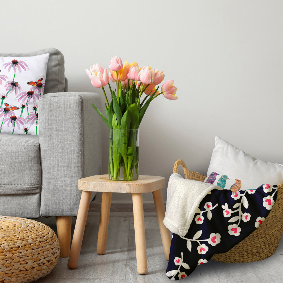 60x80" Valentines Floral Throw Blanket, Navy
