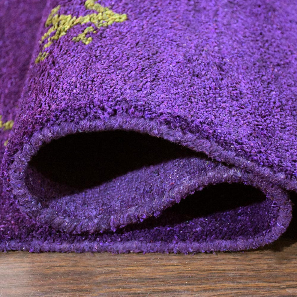 HAND KNOTTED LOOM SILK ECO-FRIENDLY AREA RUG-6'x9',Rectangle,Purple,Contemporary