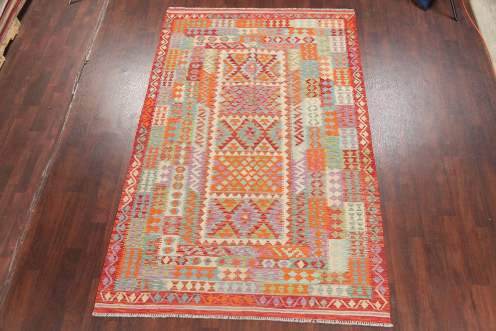 Southwestern Kilim Oriental Traditional Hand-Woven Turkish Area Rug, 9'8"x6'3
