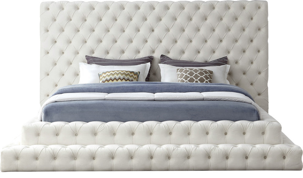 Revel Velvet Upholstered Bed, Cream, King