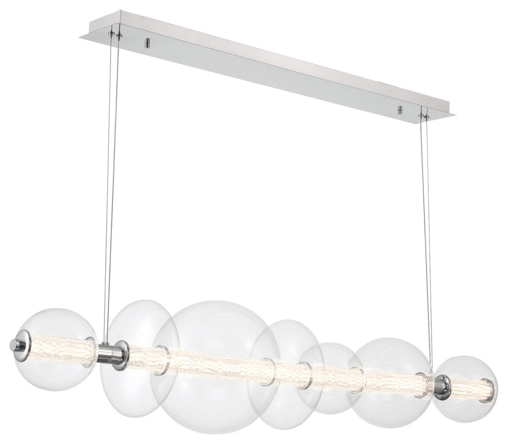 Atomo 1 Light Chandelier, Chrome With Clear Glass