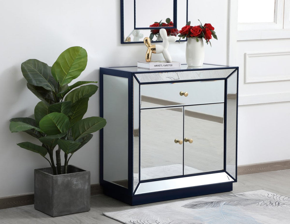 Elegant MF53002BL 32"Mirrored Chest, Blue