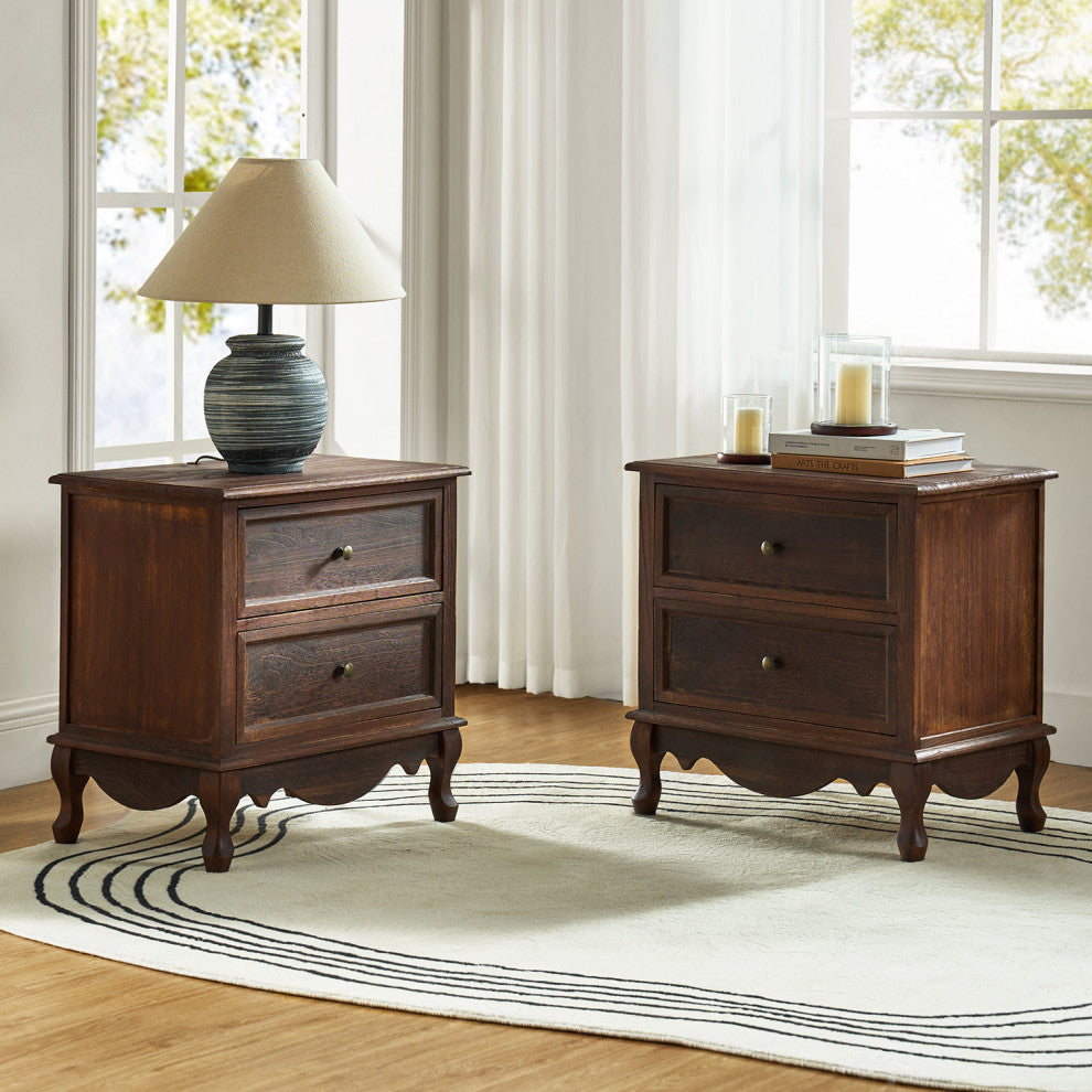 Hippe Storage Nightstand with Two Drawers, Walnut