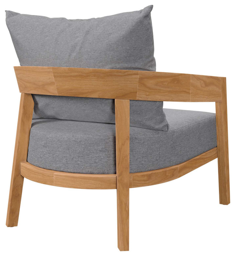 Brisbane Teak Wood Outdoor Patio Armchair, Natural Gray