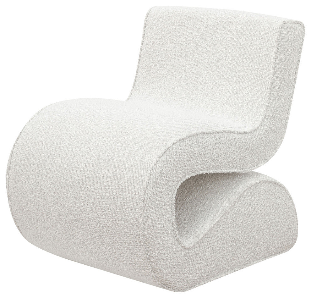 Boucle Upholstered Accent Chair With Curved Design, Cream