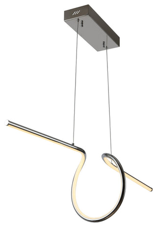 Ali 34.5" Dimmable Adjustable Integrated LED Metal Linear Pendant, Chrome