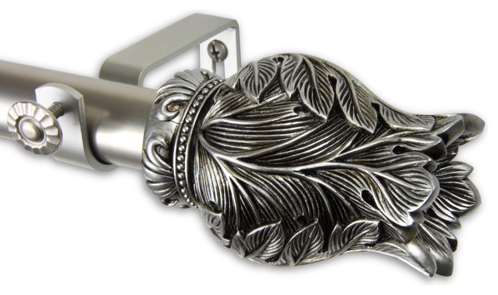 Tulip 1" Curtain Rod, Satin Nickel, 48"-84"