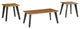Dual Tone Solid Wood Table Set with Canted Legs, Set of Three, Brown