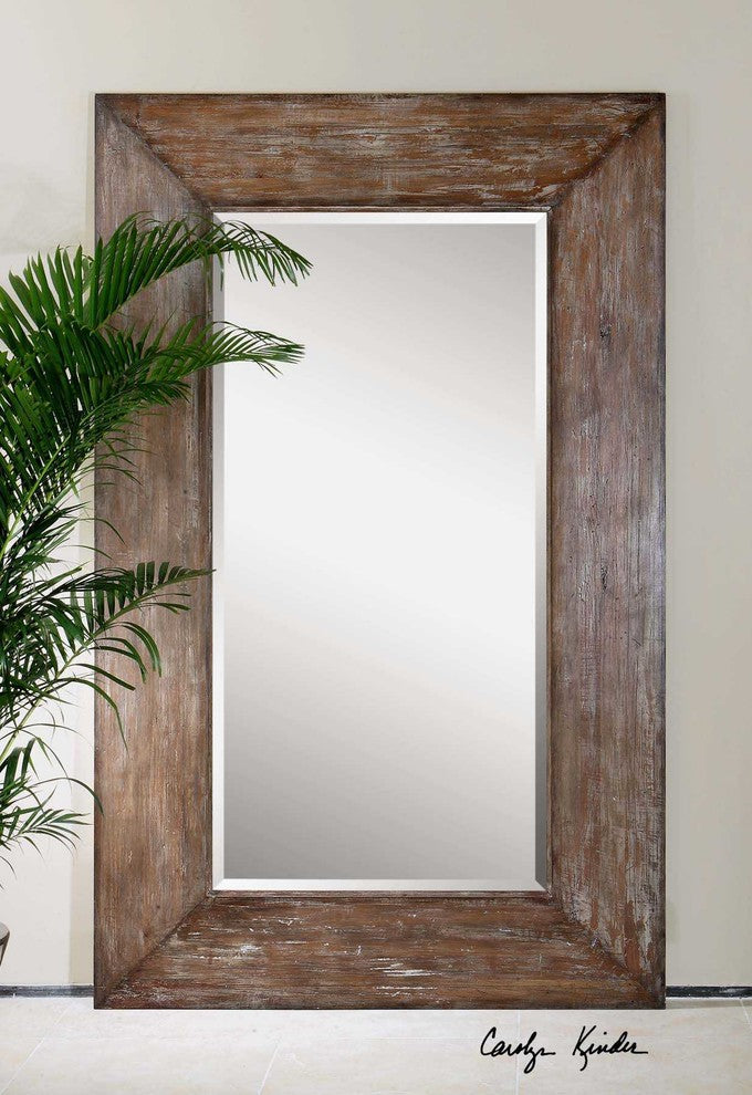 Uttermost Langford Large Coastal Wood and Glass Mirror in Light Gray