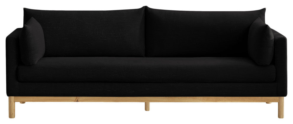 Langham Linen Textured Fabric Upholstered Sofa, Black
