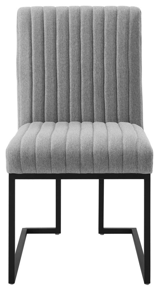 Tufted Side Dining Chair, Set of 2, Fabric, Metal, Gray, Modern, Bistro