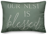 Nest is Blessed on Green 14x20 Indoor/Outdoor Pillow