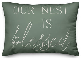 Nest is Blessed on Green 14x20 Indoor/Outdoor Pillow