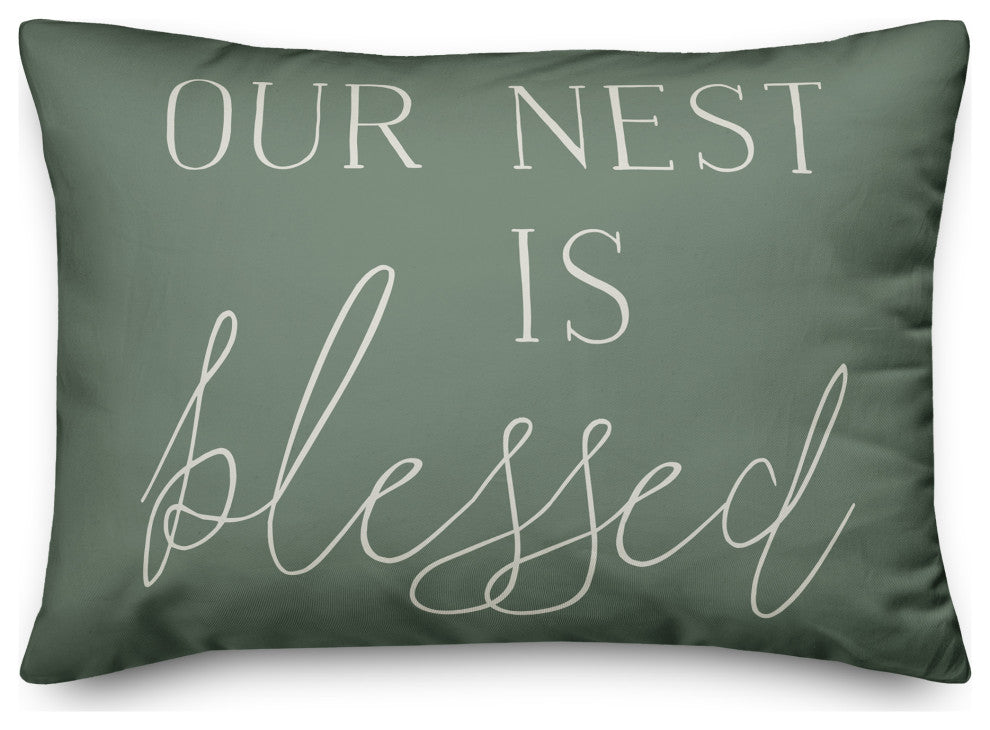 Nest is Blessed on Green 14x20 Indoor/Outdoor Pillow