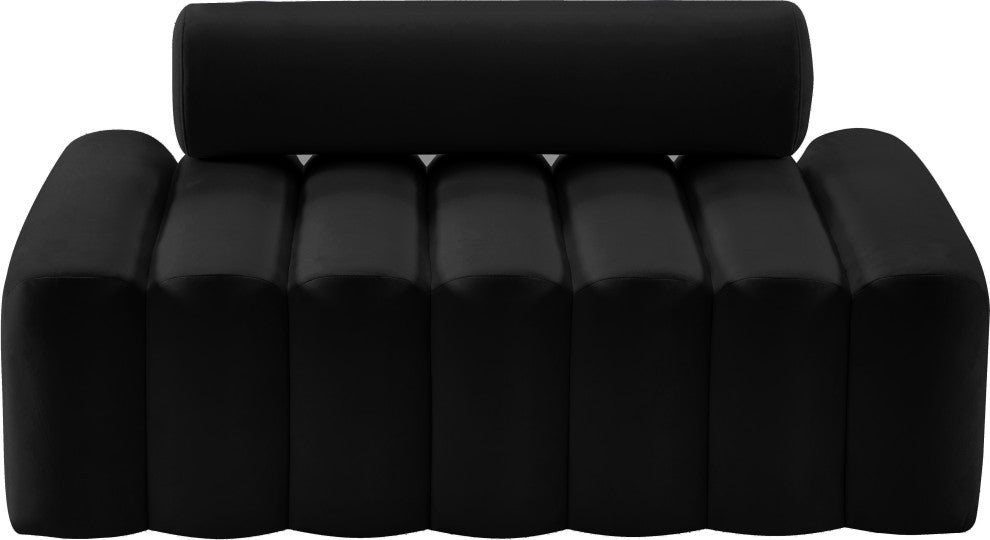 Melody Velvet Upholstered Chair, Black, Loveseat