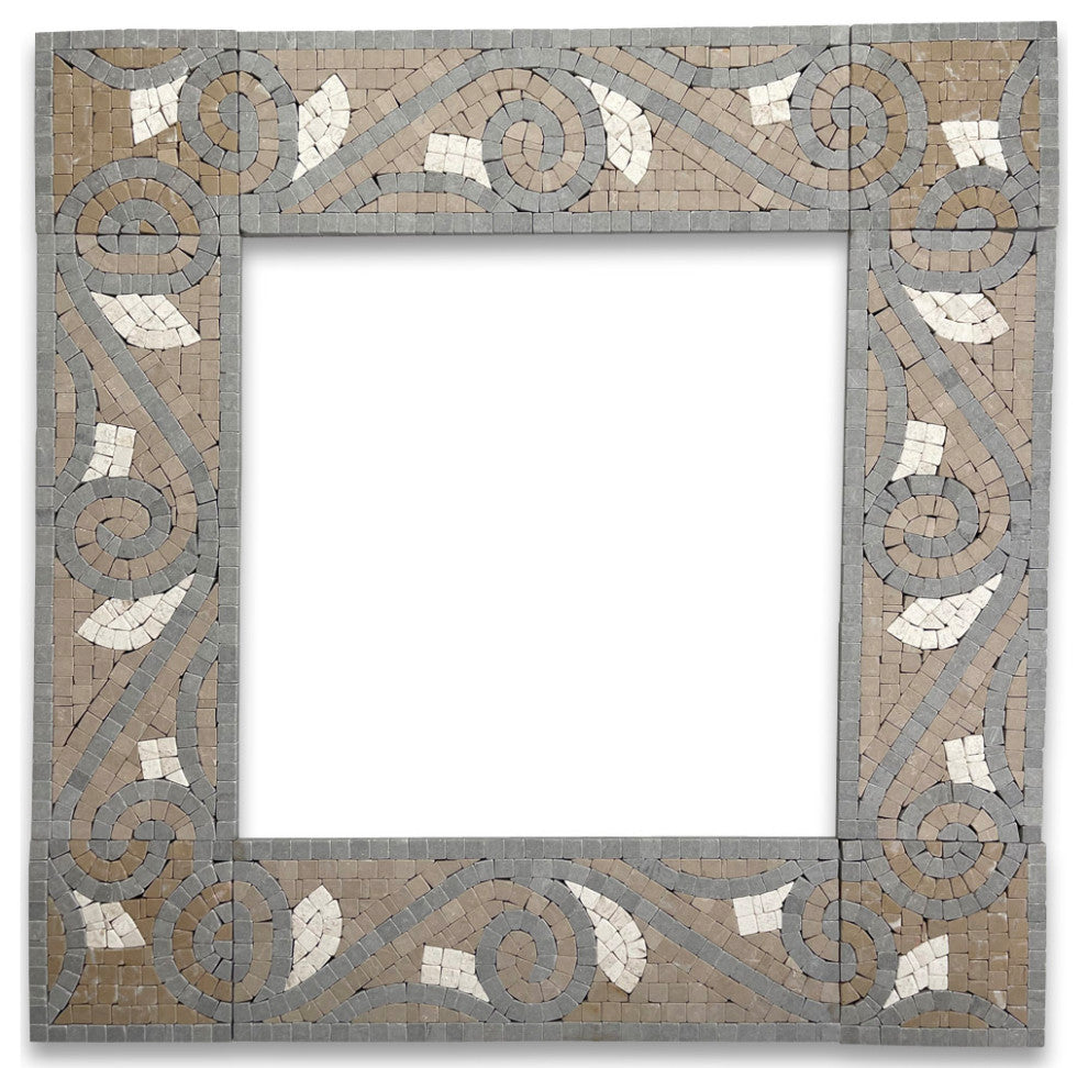 Marble Mosaic Border Bathroom Accent Listello Tile Swirl 4x12 Tumbled, 1 piece