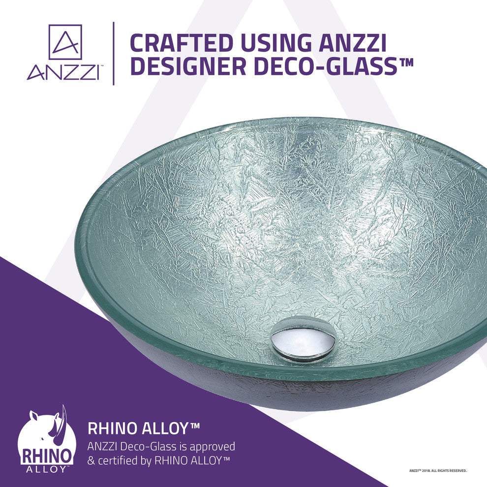 Posh Series Deco-Glass Vessel Sink, Glacial Silver