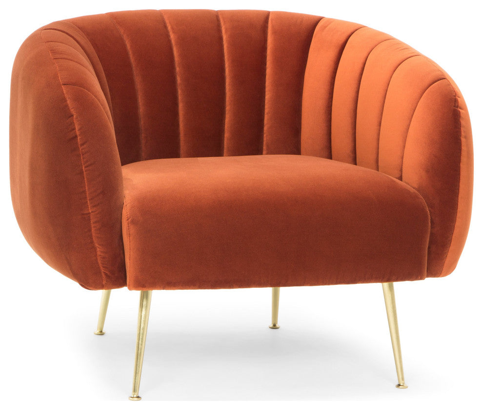 Channelled Accent Chair, Rust, Brass