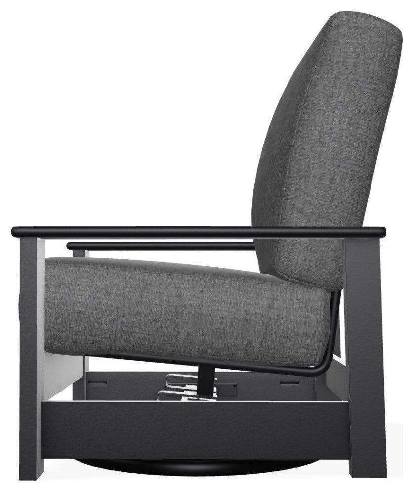 Leeward Deep Seat Outdoor Hidden Swivel Rocker, Slate/Black