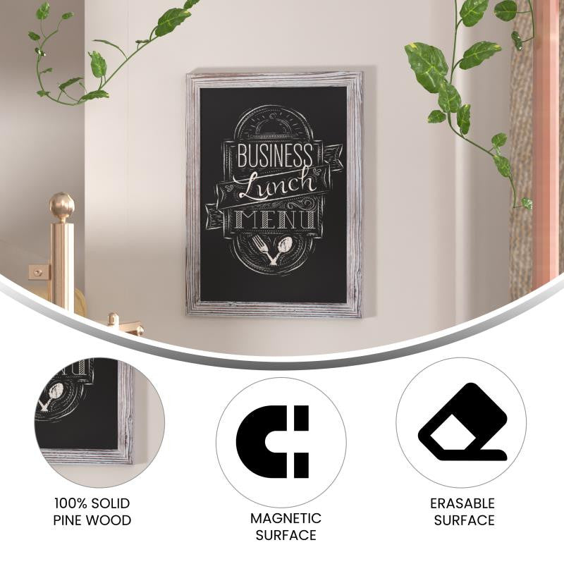 Canterbury Wall Mount Magnetic Chalkboard Sign Set- 18" x 24", White Washed, 18" X 24"