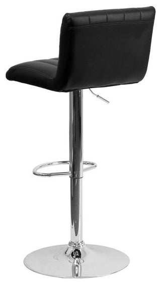 Estella Low-Back Black Vinyl Adjustable Barstool, Footrest, Swivel